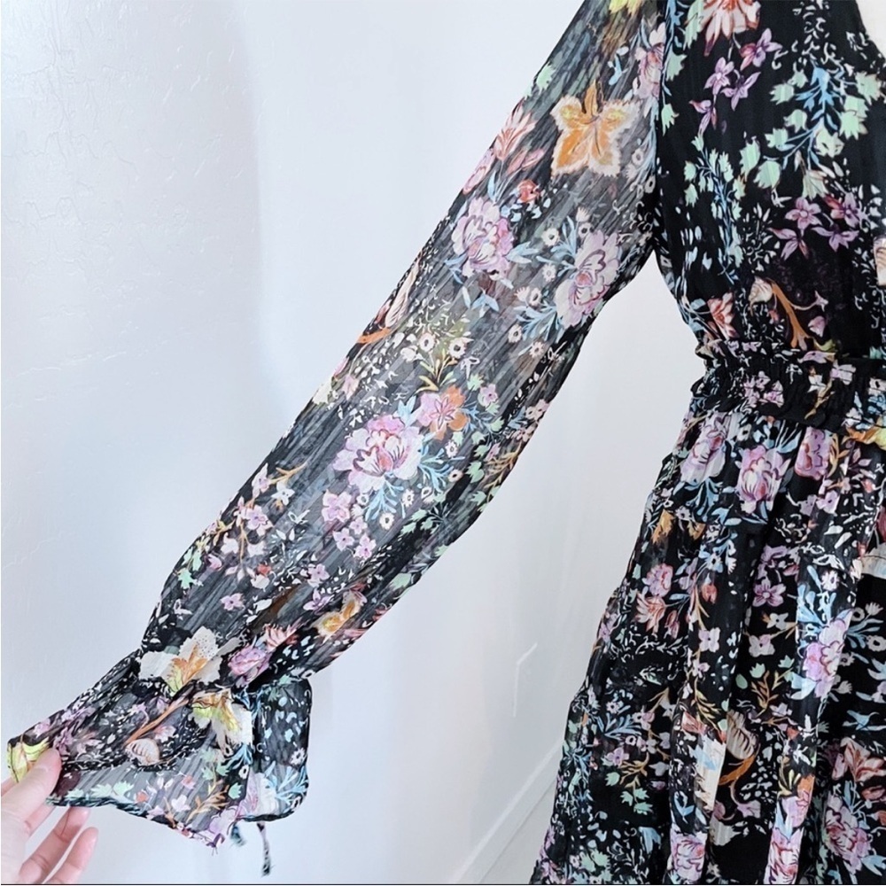 FREE PEOPLE Closer To The Heart Mini Black Floral Boho Dress XS - Picture 8 of 16